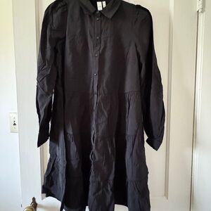 YAS Black, Long Sleeve Mini Shirt Dress from ASOS  Sz: XS